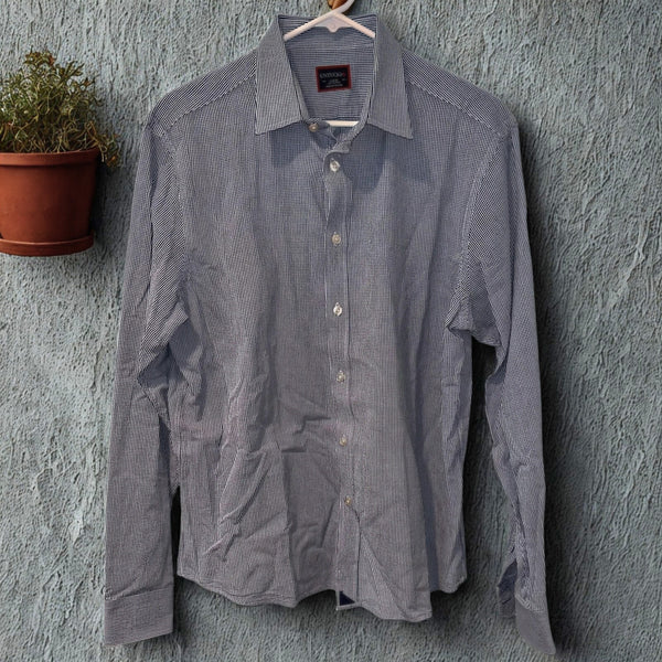 UNTUCKit Mens L Blue Check Button Up Shirt Long Sleeve Casual Spring 2017