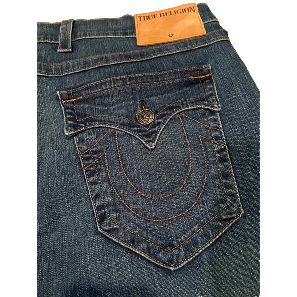 True Religion Ricky W Flap Relaxed Straight Jeans Lake View 42x36 NWT USA