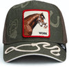 Goorin Bros The Farm “Work” Horse Trucker Hat Olive A-Frame Double Shift EUC