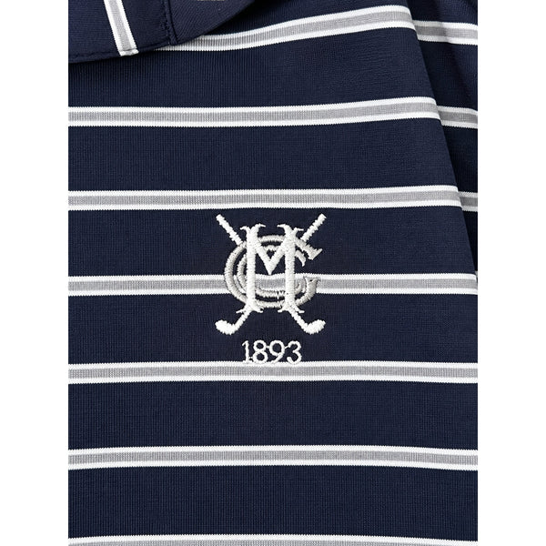 Peter Millar Summer Comfort Montclair Country Club Polo Men's M Navy Stripe NWOT
