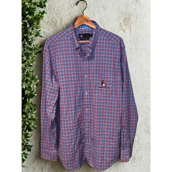 Vineyard Vines Americas Cup Bermuda 2017 Murray Shirt USA Large Check Stretch