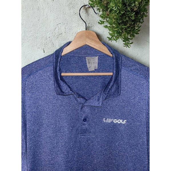 LIV Golf Polo Shirt Mens XL Heather Blue Clique Performance Golf Shirt Polyester