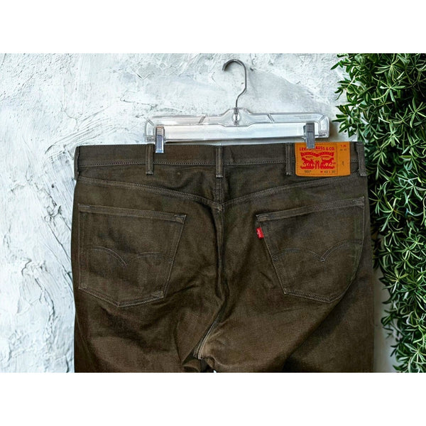 Levi’s 501 Jeans 42x30 Men White Oak Cone Denim Selvedge Olive Green Rare