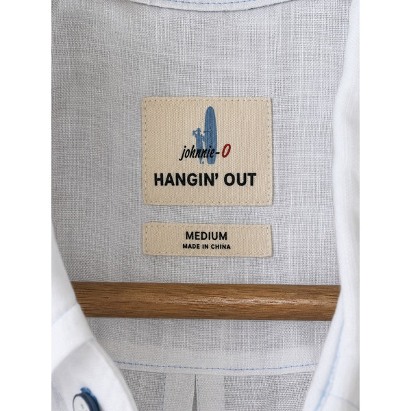 Johnnie-O Mackle Hangin' Out White 100% Linen Button Down Shirt Men's Medium