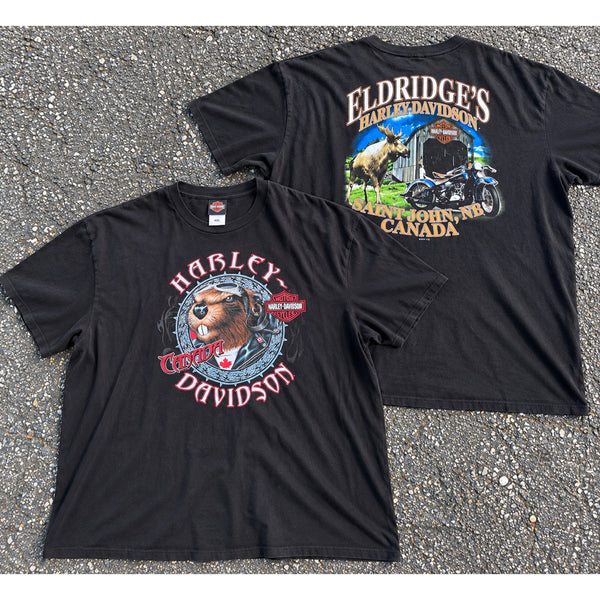 Harley Davidson Canada Beaver T Shirt 4XL Saint John NB Double Sided Biker