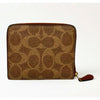 Coach C7205 Billfold Wallet Signature Canvas Tan Rust w/ Bear Patch EUC