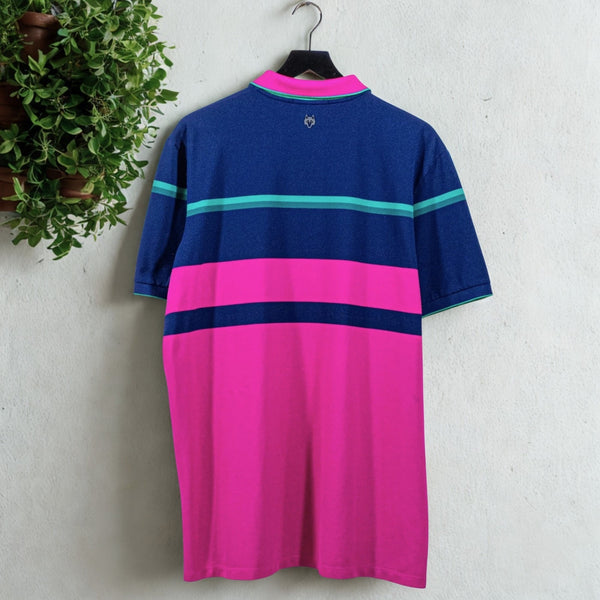 Greyson Polo Shirt Men’s XL Blue Pink Colorblock Stripe Pima Golf Polo