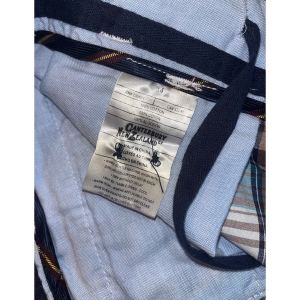 Canterbury of New Zealand Men’s Indian Madras Plaid Cargo Shorts Size 34