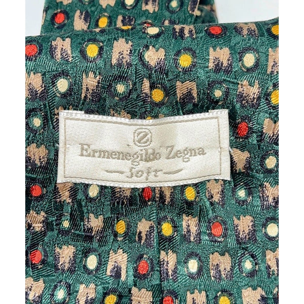 Ermenegildo Zegna Soft 100% Silk Tie Abstract Geometric Pattern Italy