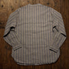 J. Peterman Grandad Band Collar Shirt Sz. XL Striped Brass Button Cotton Vintage
