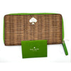 Kate Spade Pack A Picnic Woven Basket Print Leather Zip Wallet Clutch MSRP $178