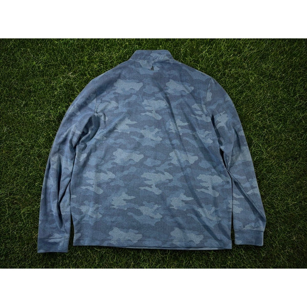Johnnie-O Rodney 1/4 Zip Pullover XL Slate Blue Camo Microfleece Golf EUC