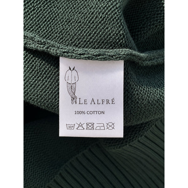 Le Alfré Crewneck Sweater Men's XL Hunter Green Cotton Elbow Patch Made Portugal