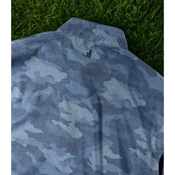 Johnnie-O Rodney 1/4 Zip Pullover XL Slate Blue Camo Microfleece Golf EUC