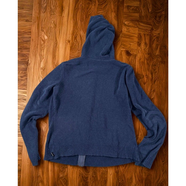 Prana Womens Embroidered Floral Full Zip Hoodie Blue Size L Boho Vintage Y2K