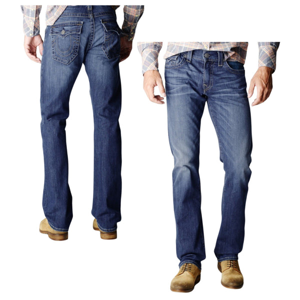 True Religion Ricky W Flap Relaxed Straight Jeans Lake View 42x36 NWT USA