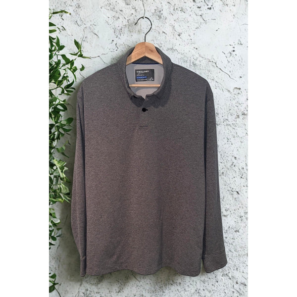 Twillory Long Sleeve Polo Mens XL Gray Athleisure Performance Stretch EUC