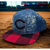 Cincinnati Reds American Needle Cooperstown Denim Plaid Strapback Hat OSFA MLB
