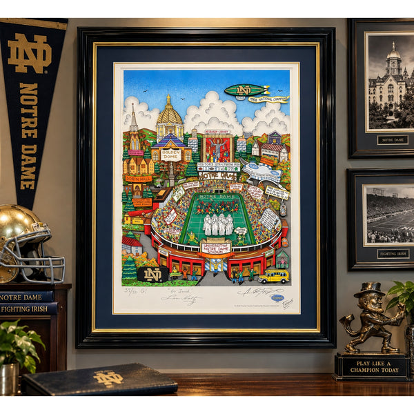 Charles Fazzino Notre Dame Lou Holtz Signed Pop Art Framed LE 39/50 Fanatics