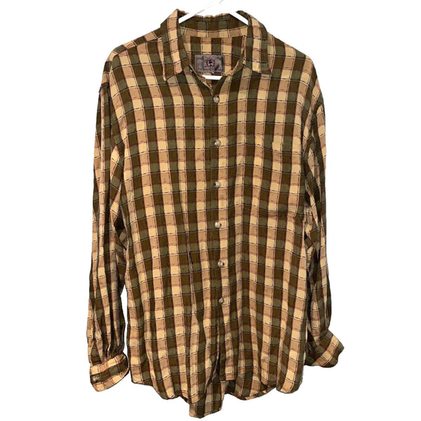 The Territory Ahead Textured Plaid Explorers Shirt Mens L Vintage 90s