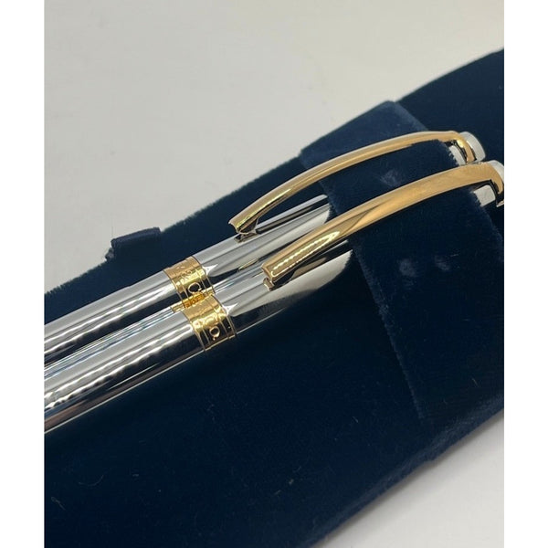 Tiffany & Co T-Clip Pen Pencil Set Chrome Gold Tone NOS Boxed Luxury Writing
