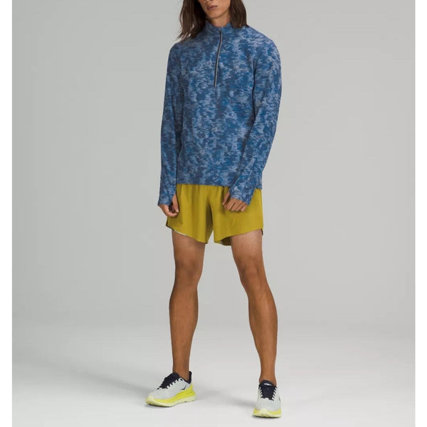 Lululemon Surge Warm Half Zip Pullover Blue Camo Rulu Running Gym Mens XL