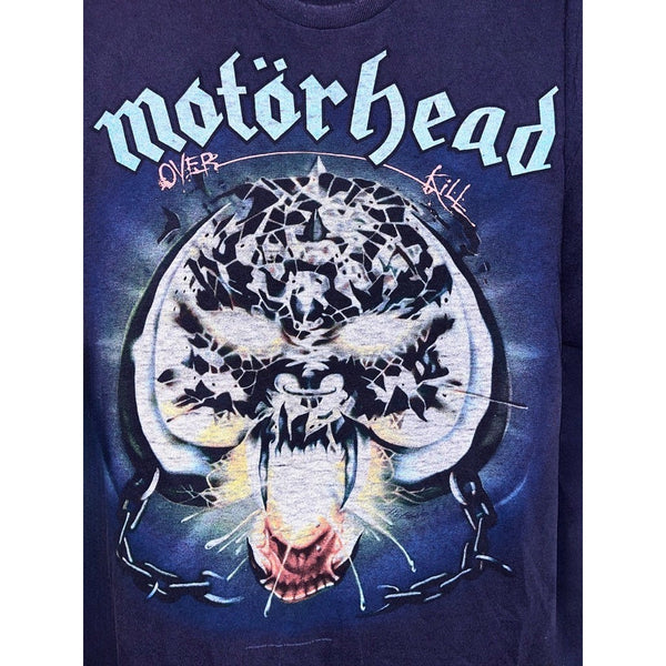 Motorhead Overkill Band T Shirt Mens L Blue Sun Faded Rock Metal Rare Vintage
