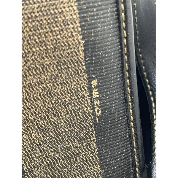 Fendi Purse PEQUIN BAG Striped Leather Gold Modern Pockets Organizer VNTG