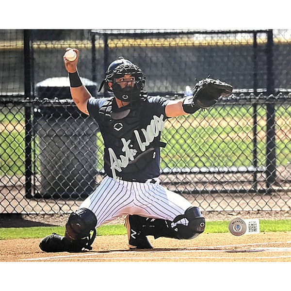 New York Yankees Austin Wells Signed Autograph 8x10 Photo Beckett BAS Full Sig