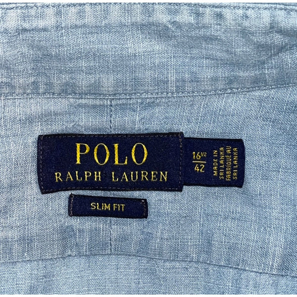 Polo Ralph Lauren Denim Chambray Button Down Shirt Men's 16 1/2 42 Slim Fit