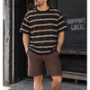 Todd Snyder Striped Boxy Tee Men's 2XL Black Brown Cotton Portugal NWOT Rare