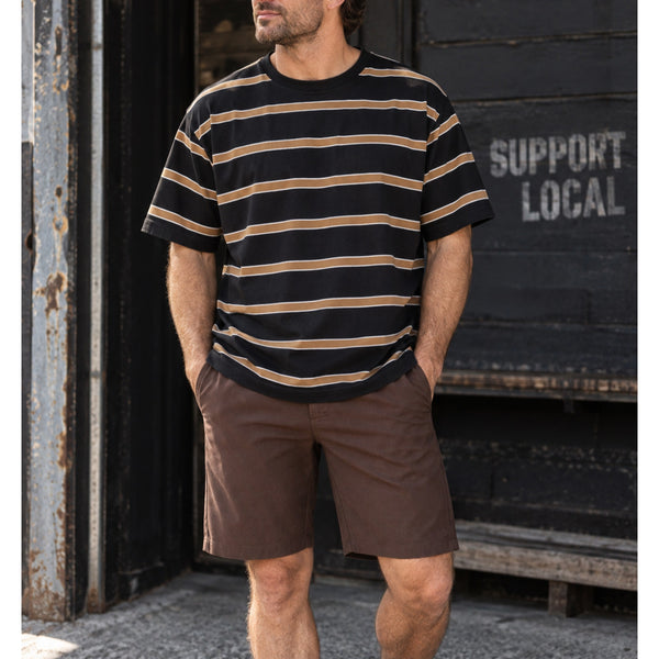 Todd Snyder Striped Boxy Tee Men's 2XL Black Brown Cotton Portugal NWOT Rare