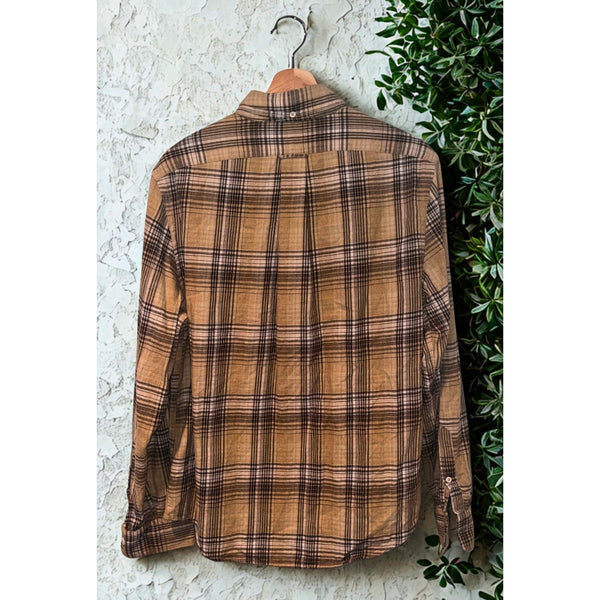 Todd Snyder Plaid Flannel Shirt Mens Medium Brown Button Down Cotton Casual