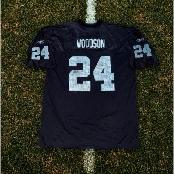 Oakland Raiders Charles Woodson #24 Jersey Reebok NFL 2XL Black VTG