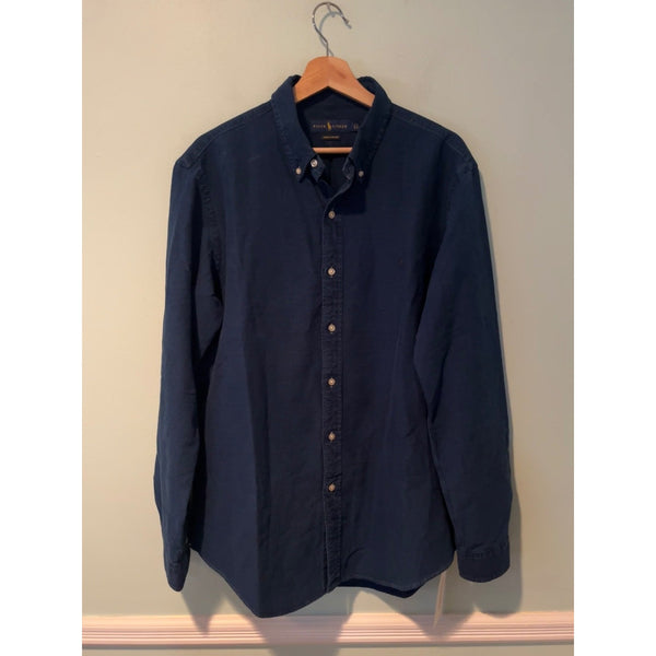 Polo Ralph Lauren Indigo Oxford Shirt Mens L Blue Button Down Cotton Casual
