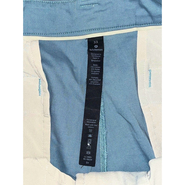 Lululemon Commission Short Chino Relaxed 9" ABC Warpstreme Blue Cast 33 NWOT