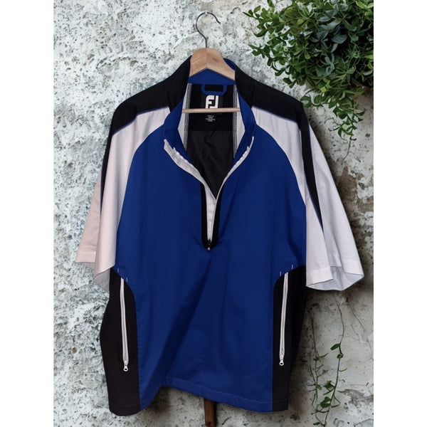 FootJoy FJ Sport Short Sleeve Golf Windshirt Windbreaker Blue Black White L NWOT