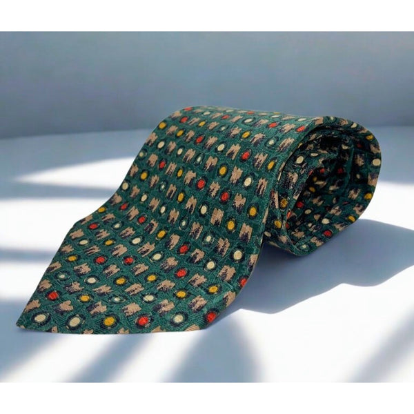 Ermenegildo Zegna Soft 100% Silk Tie Abstract Geometric Pattern Italy