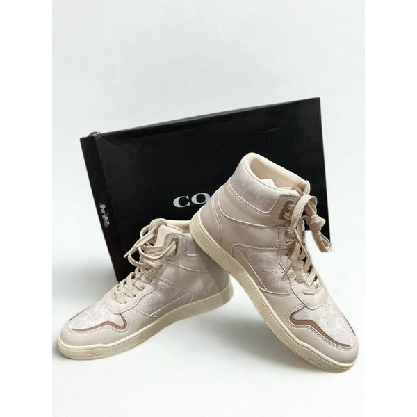 Coach Hi Top Sneakers CD304 Chalk Coated Canvas Women’s Sz 10B NIB MSRP $229