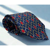 Gucci Paolo Equestrian Silk Tie Navy Gold Red Geometric Horsebit Italy