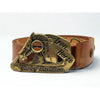 Harley Davidson Iron Horse Brass Belt Buckle Belt 1992 Baron Vintage Leather