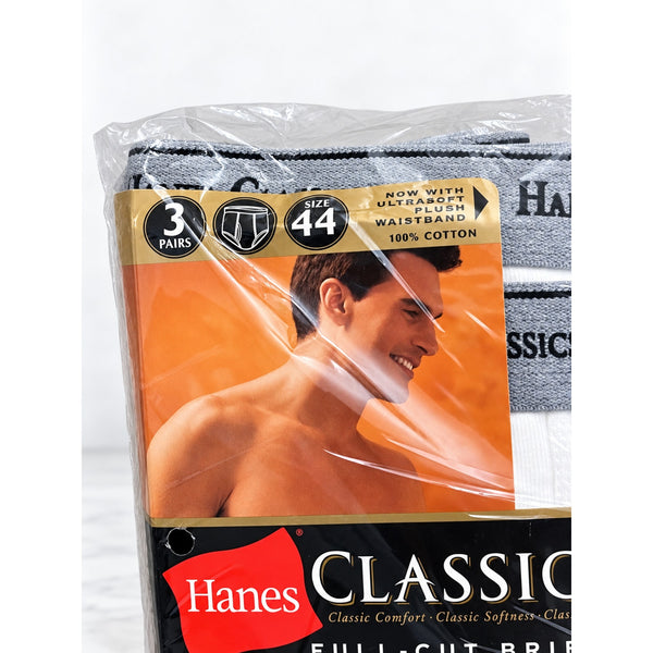 Hanes Classics Full Cut Briefs 3 Pack Size 44 White Grey Vintage 2002 NOS USA