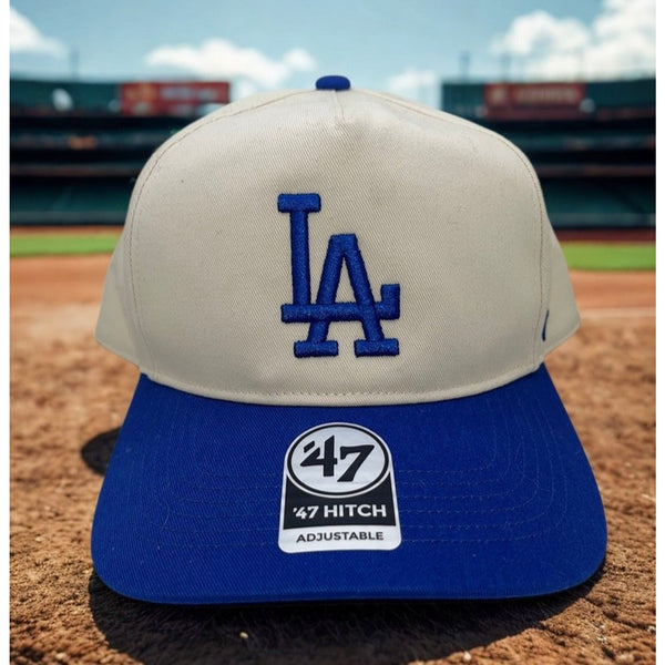Los Angeles Dodgers 47 Brand Hitch Two Tone Natural Blue Snapback Hat OSFA NWT