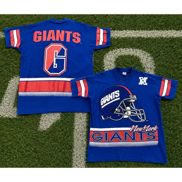 New York Giants T Shirt Adult L 90s Salem Sportswear All Over Print NFL Vintage