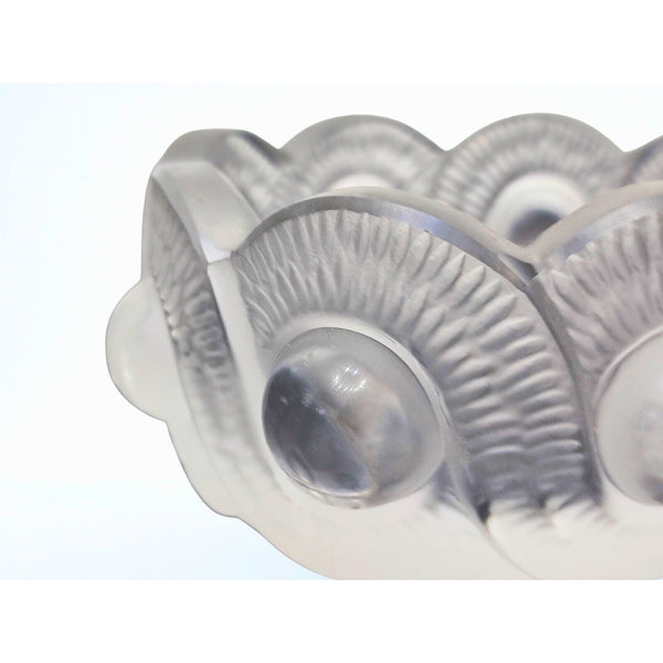 Lalique France Gao Crystal Ashtray Bowl Signed Frosted Glass Internal Crack VTG