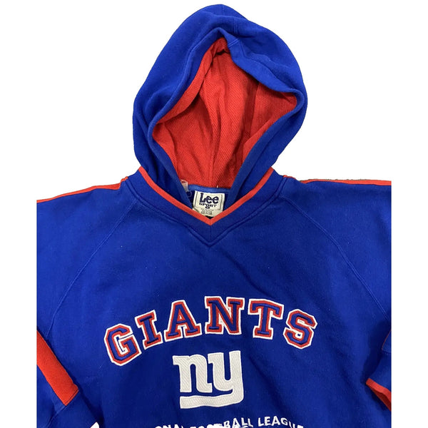 New York Giants Lee Sport Hoodie Sweatshirt Blue Stitched Logo Mens Medium M