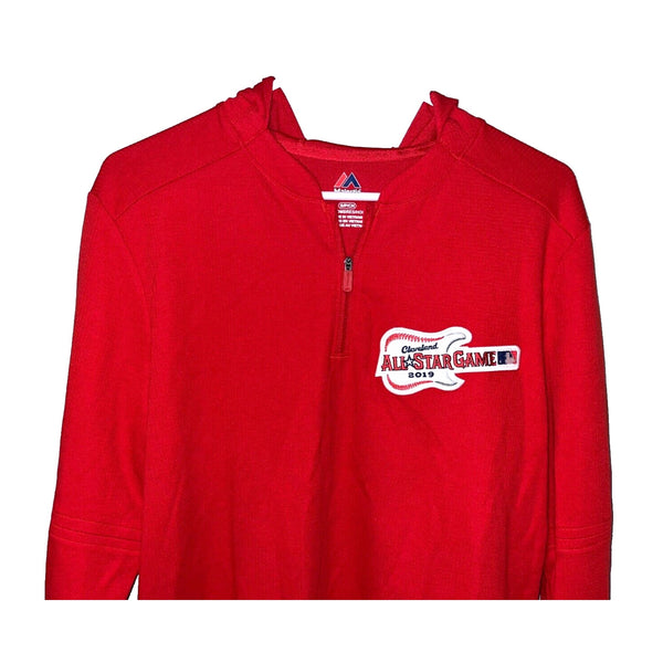 MLB 2019 All-Star Game Hoodie Majestic Waffle Knit BP Pullover Red Sz S NWOT
