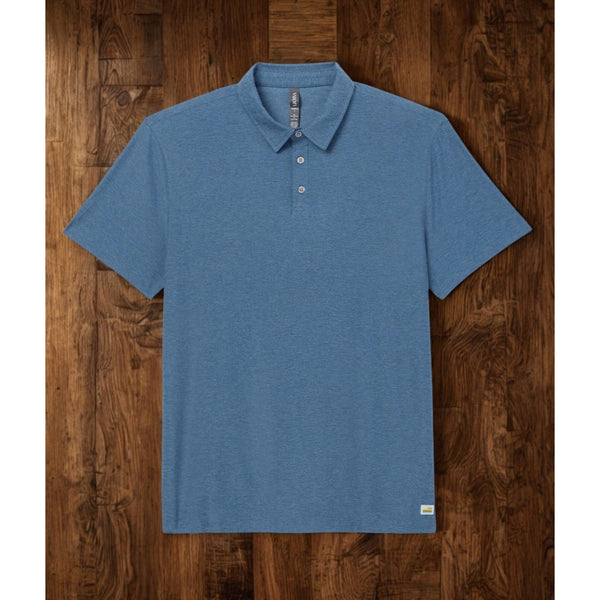 Vuori Strato Tech Polo Large Heather Blue Performance Stretch Golf Polo V188