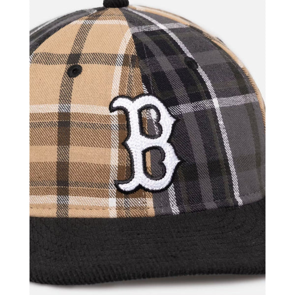 Boston Red Sox Multi Panel Plaid New Era 9FIFTY High Crown Strapback Hat NWT