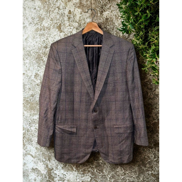 Ermenegildo Zegna Trofeo Mila Suit 56R Glen Plaid 100% Wool Made in Switzerland